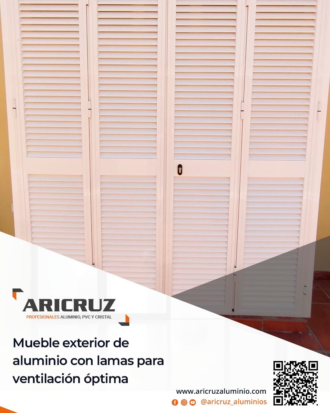 👉 Los muebles de aluminio para exterior a medida con lamas para una perfecta ventilación del interior y así evitar humedades y otros olores, son uno de los más solicitados por nuestros clientes. ¿Piensas en cómo quedaría en tu espacio? ¡Pregúntanos!
.
☎️ 𝟔𝟖𝟓.𝟖𝟑𝟔.𝟔𝟔𝟔
📧 info@aricruzaluminio.com
.
#mueblesdealuminioamedida #mueblesamedida #carpinteriametalica