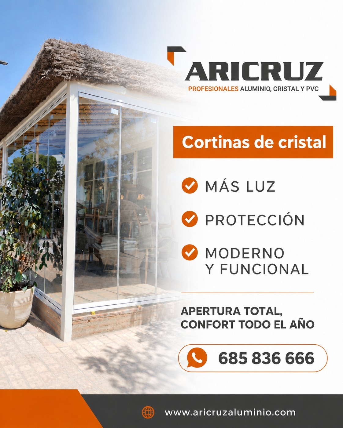 Transforma tu terraza o negocio con cortinas de cristal ⏭ Disfruta de más luz, mayor protección y un espacio moderno, elegante y funcional durante todo el año en tu hogar o negocio.
📞 685 836 666
🌐 www.aricruzaluminio.com
.
#cristaleriaenelpuertodesantamaria #cristaleriaenElPuerto #cortinadecristal