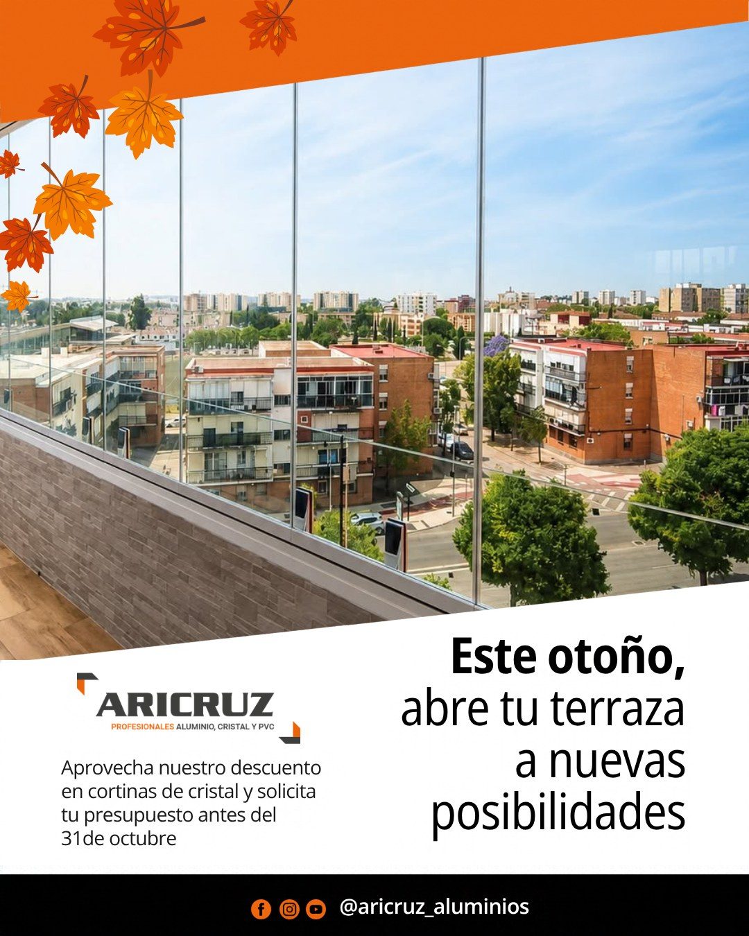 🍂 Con las cortinas de cristal de Aricruz Aluminio, puedes proteger tu espacio del viento y la lluvia sin renunciar a la luz natural ni a las vistas. Una solución a medida para sacar más partido a tu terraza y disfrutarla en cualquier época. ¿Te imaginas disfrutar de tu terraza durante más meses al año?
📩 Contacta con nosotros en info@aricruzaluminio.com y te asesoraremos para encontrar la opción ideal para tu hogar.
.
#cortinasdecristal #cristaleriaenelpuertodesantamaria